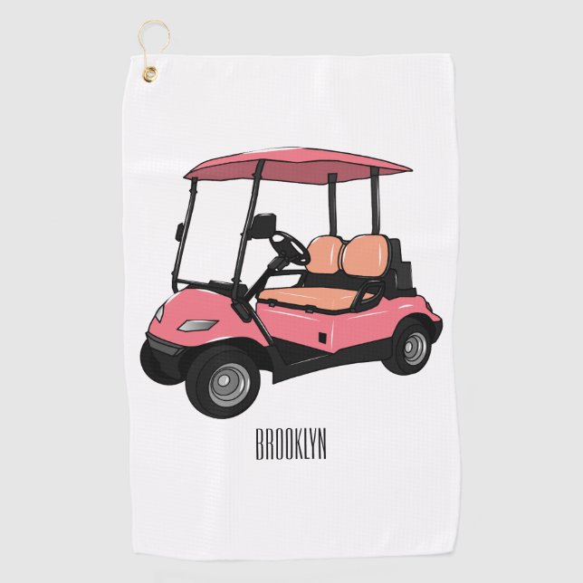 Golf cart / golf buggy cartoon illustration golf towel (Front)