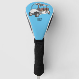 Golf cart / golf buggy cartoon illustration head cover