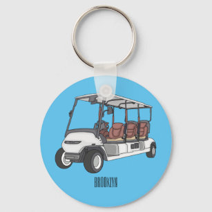 Golf cart / golf buggy cartoon illustration  keychain