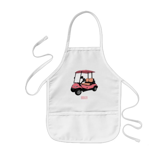 Golf cart / golf buggy cartoon illustration kids apron (Front)