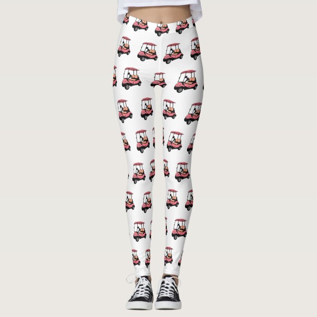 Golf cart / golf buggy cartoon illustration leggings (Front)