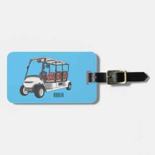 Golf cart / golf buggy cartoon illustration  luggage tag