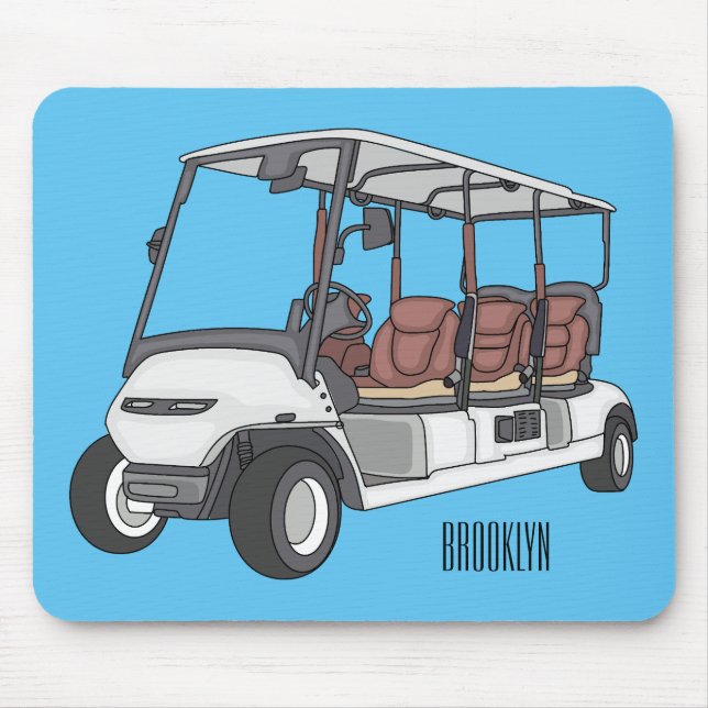 Golf cart / golf buggy cartoon illustration mouse pad (Front)