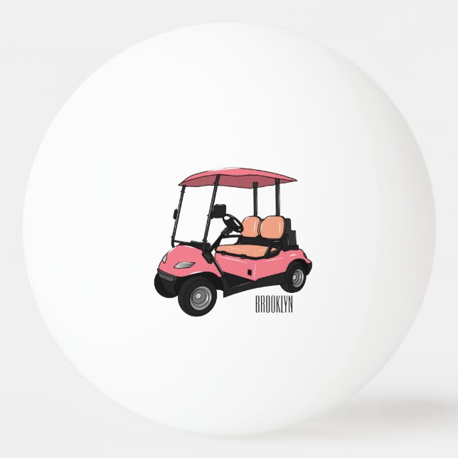 Golf cart / golf buggy cartoon illustration ping pong ball (Front)