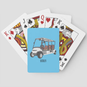 Golf cart / golf buggy cartoon illustration playing cards