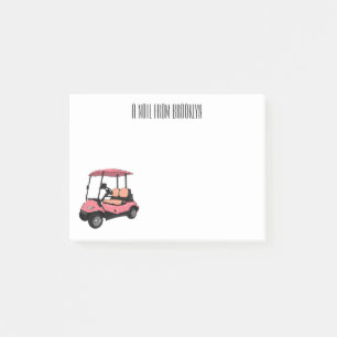 Golf cart / golf buggy cartoon illustration post-it notes