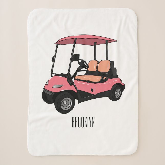 Golf cart / golf buggy cartoon illustration sherpa blanket (Front)
