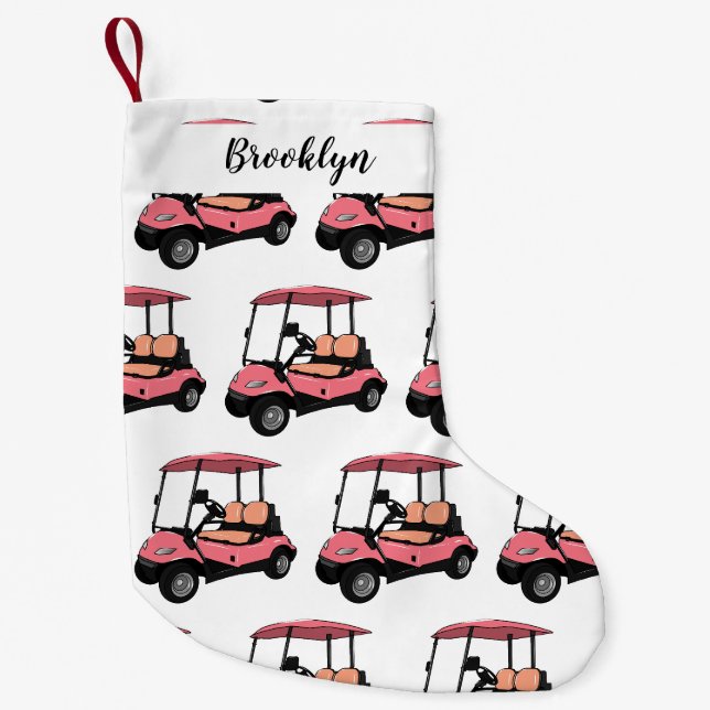 Golf cart / golf buggy cartoon illustration small christmas stocking (Front)