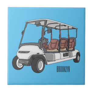 Golf cart / golf buggy cartoon illustration tile