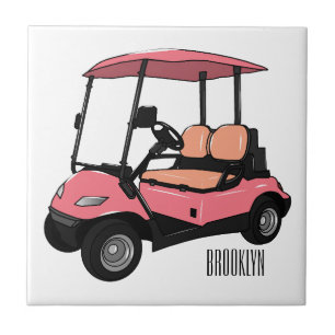 Golf cart / golf buggy cartoon illustration tile