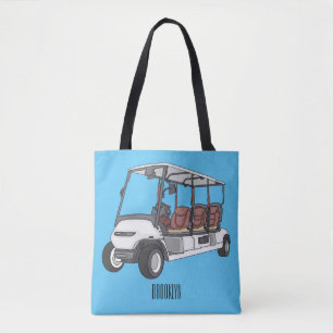 Golf cart / golf buggy cartoon illustration  tote bag