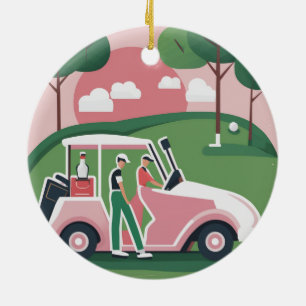 Golf Cart Graphic Ornament   Free Personalization