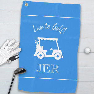Golf Cart Live to Golf Monogram Blue Sports Player Towel
