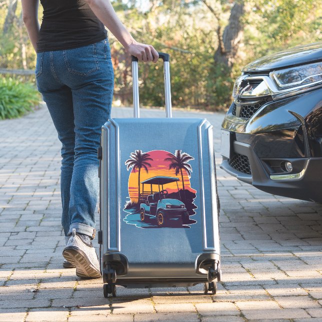 Golf Cart Palm Trees Sunset Vintage Set (Suitcase Insitu)