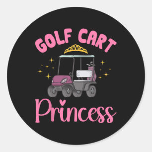 Golf Cart Princess Golfing Golfer Golf Cart  Classic Round Sticker