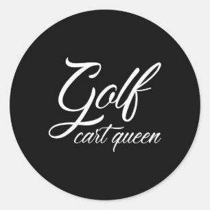 Golf Cart Queen Female Golfer Classic Round Sticker