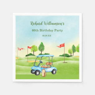 Golf Cart Scenic Custom 60th Birthday Napkin