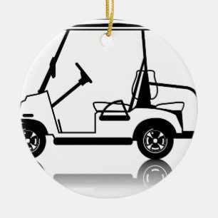 Golf Cart white Ceramic Ornament