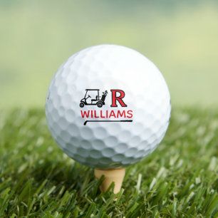 Golf Cart with Custom R Initial Mark Balls