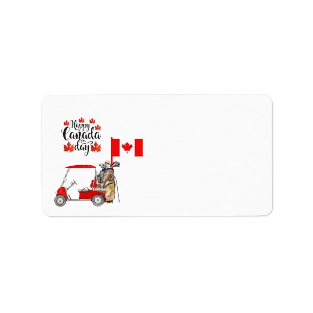 Golf cart with Flag of Canada for Canada Day Label (Front)