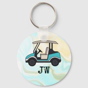 Golf Cart with Monogram for golfer   Keychain