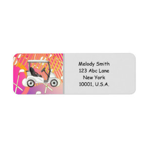 Golf cart with name and address label
