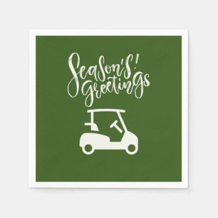  Golf cart with Season's Greeting on green   Napkin