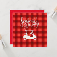 Golf cart with Season's Greeting on Red