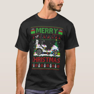 Golf Cart Xmas Lighting Santa Ugly Golf Cart Chris T-Shirt