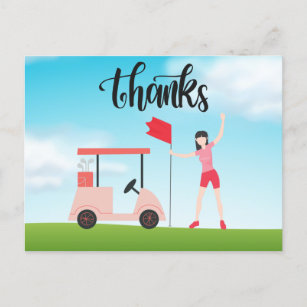 Golf Carte de remerciements avec femme golfeuse su