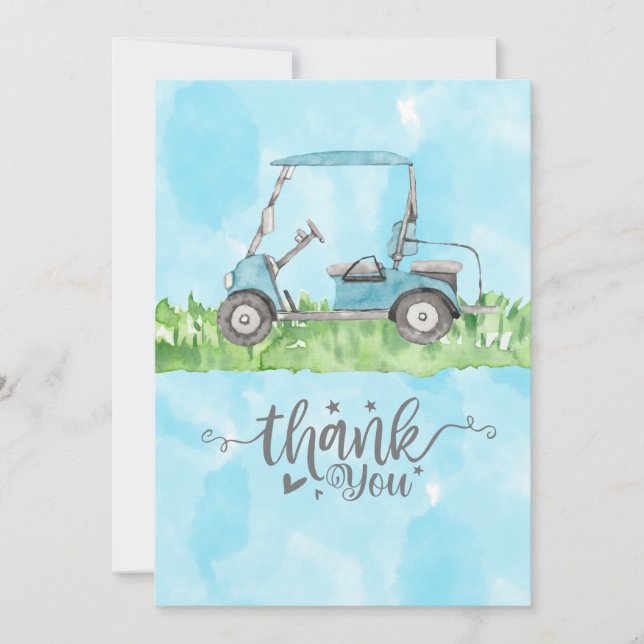 Golf Carte de remerciements avec voiturette de gol (Devant)