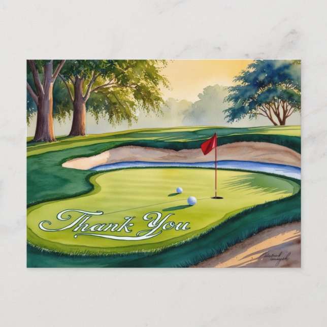 Golf Carte de remerciements couleur aquarelle (Devant)