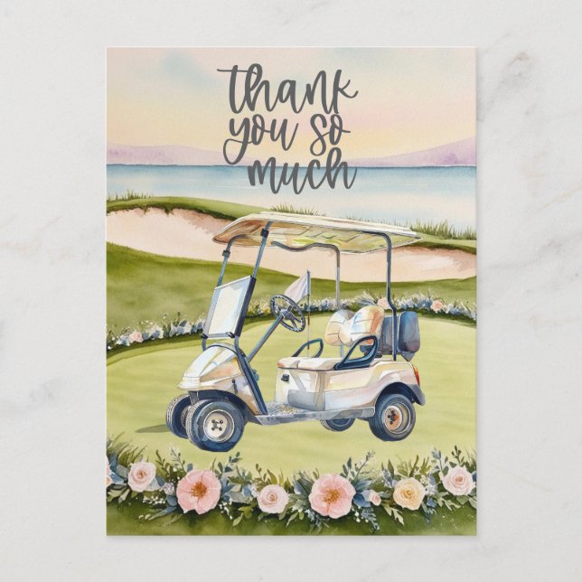 Golf carte de remerciements terrain d'aquarelle (Devant)