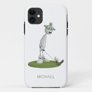 Golf Cartoon Tee Off Personalized Name   Golf iPhone 11 Case