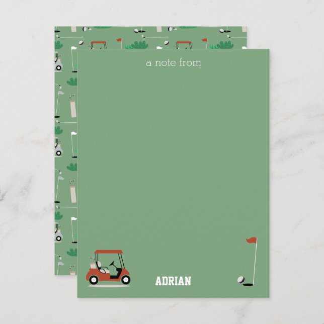 Golf Carts Modern Golfer Golf Theme Kids Card (Front/Back)