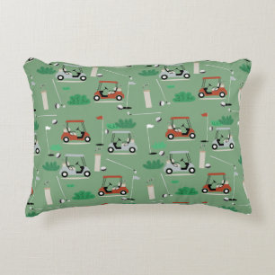 Golf Carts Modern Golfer Golf Theme Pattern Accent Pillow
