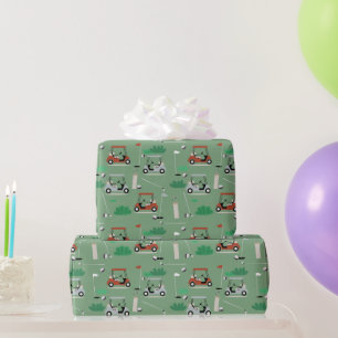 Golf Carts Modern Golfer Golf Theme Pattern Wrapping Paper