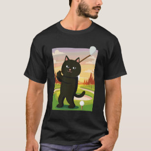 Golf Cat Dad Men Golfing Golfer Club Balls Putting T-Shirt