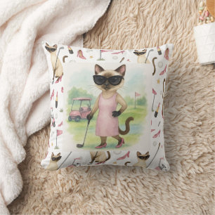 Golf Cat golfer is golfing for Cat lovers Throw Pillow