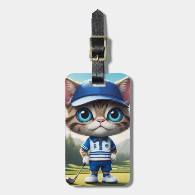 Golf Cat Luggage Tag (Front Vertical)