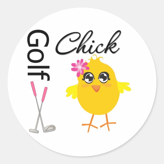 Golf Chick Classic Round Sticker (Front)