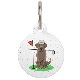 Golf Chocolate Labrador Retriever Dog - Cute Pet Tag