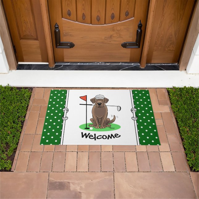 Golf Chocolate Labrador Retriever Dog - Funny Doormat (Outdoor)