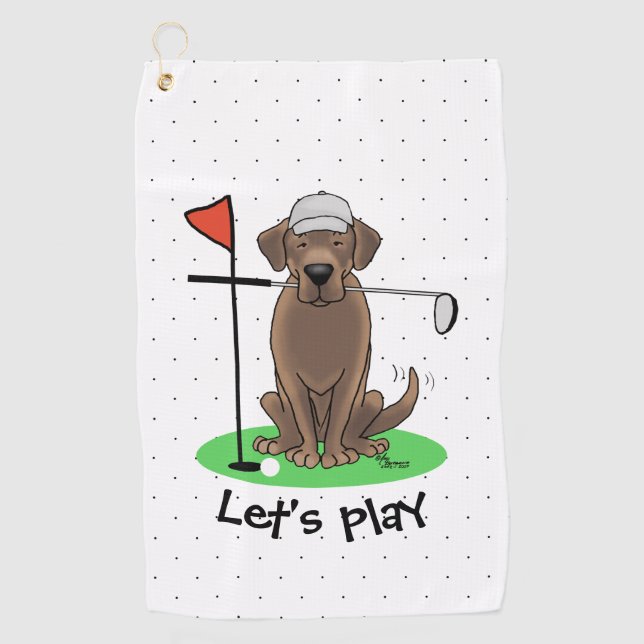 Golf Chocolate Labrador Retriever Dog - Funny Golf Towel (Front)
