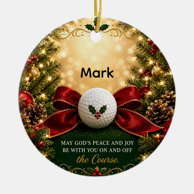 Golf Christmas Blessing for Golfer Ceramic Ornament (Front)