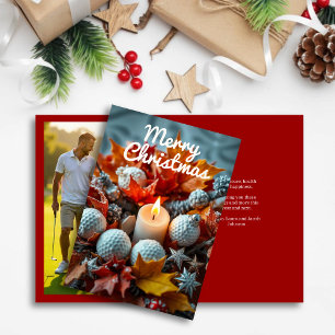 Golf Christmas Candle • Family Photo Red Holiday Card