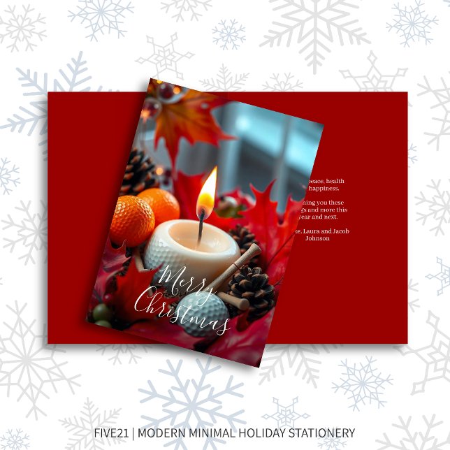 Golf Christmas Candle • Red Holiday Card (Creator Uploaded)