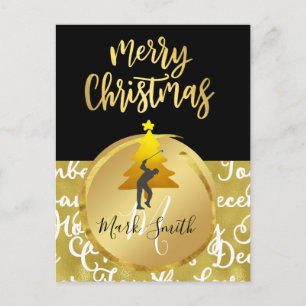 Golf Christmas Card Black and Gold theme