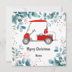 Golf Christmas card with Golf cart for golfer 