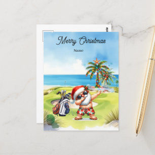 Golf Christmas card with Santa Claus from Hawaii